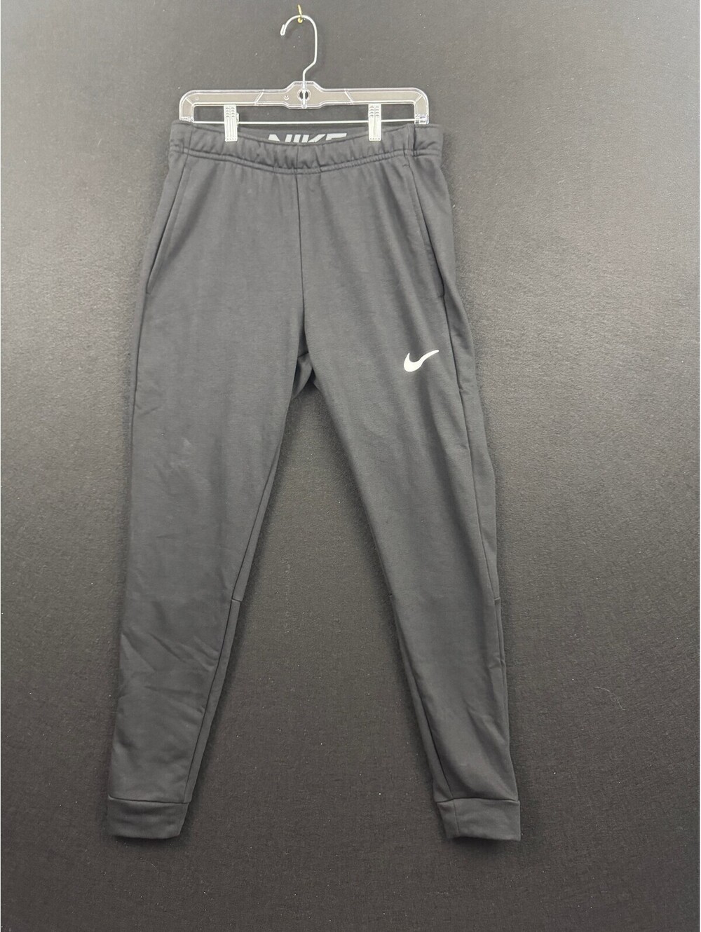 Nike Black Jogger Sweatpants with White Swoosh Logo Small